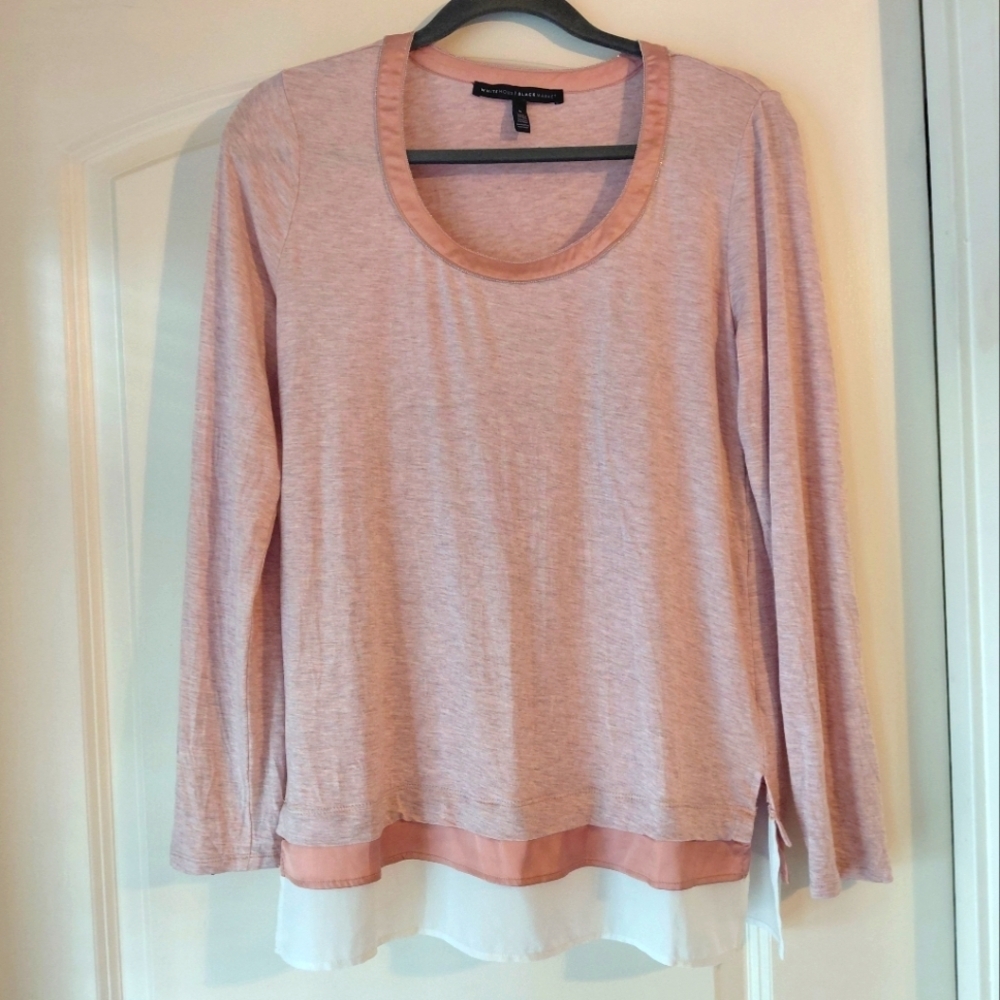 White House Black Market Women's Pink Cotton Top